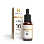 Verpackung: Hempamed Gold CBD Öl 10%, Produktbox und Flasche im Fokus.