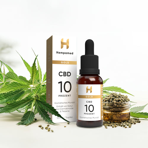 Hanfpflanzen für Hempamed Gold CBD Öl 10%, natürliche Rohstoffe im Mittelpunkt.