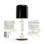 Produktfoto: Etikett des Hempamed CBD-MSM Thermo Gel Rollers, Detailansicht der Produktinformationen.
