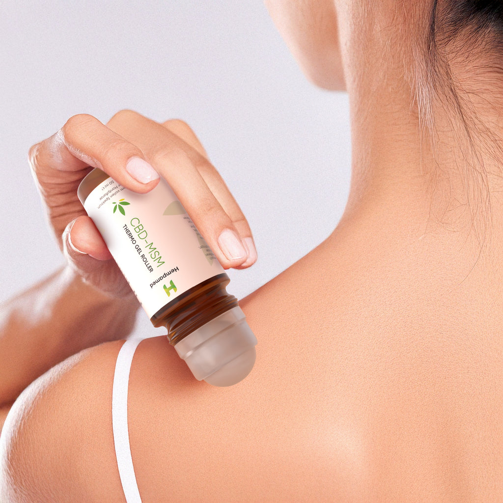 Stimmungsvolles Bild zum Hempamed CBD-MSM Thermo Gel Roller, Fokus auf Entspannung und Wohlbefinden.
