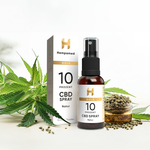 Hanfpflanzen für Hempamed Gold CBD Mundspray, natürliche Basis des Produkts.