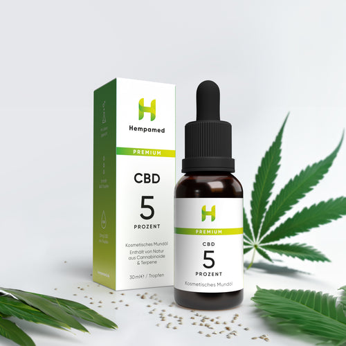 Hanfpflanzen für Hempamed Premium CBD Öl 5% (30ml), Fokus auf natürliche Rohstoffe.